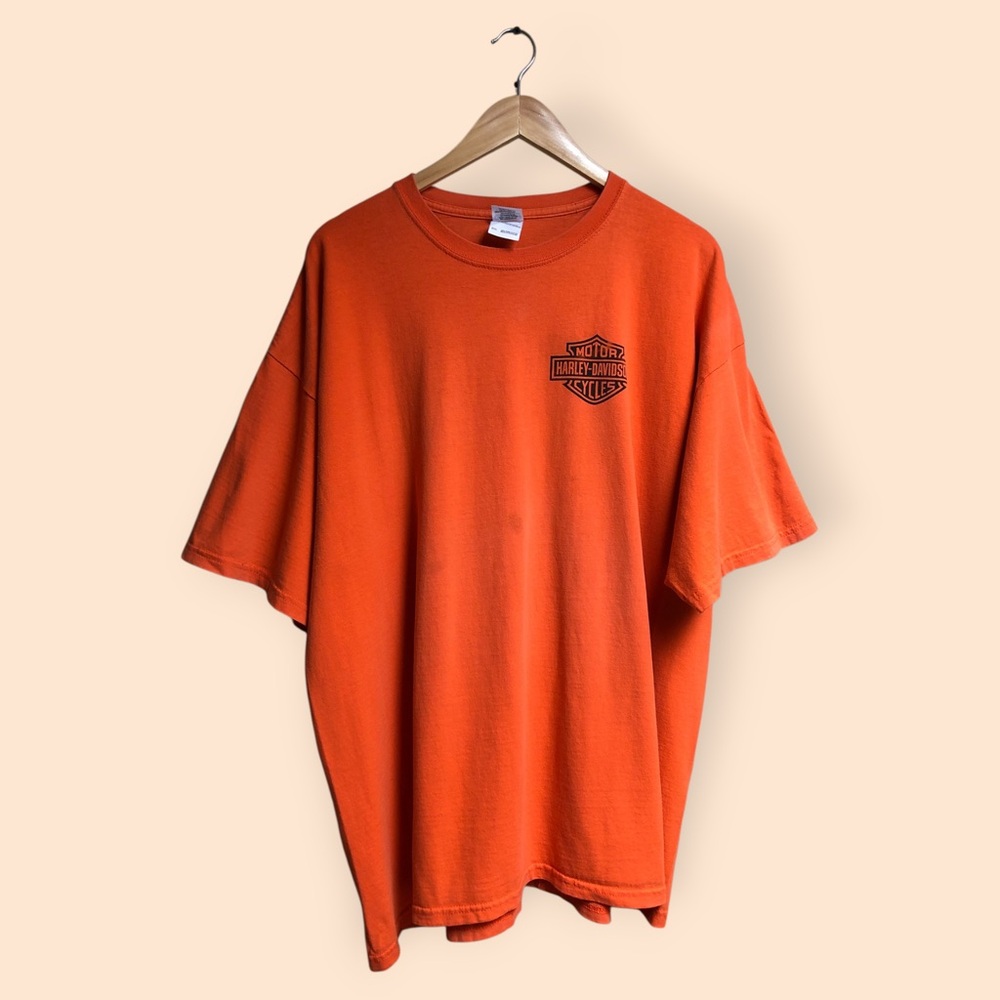 Harley-Davidson Orange Short Sleeve Chest Logo T-shirt Gildan Cotton MENS 2XL